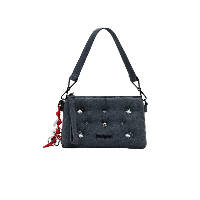 DESIGUAL Women's Grey Shoulder Bag Mickey Studs Dortmund