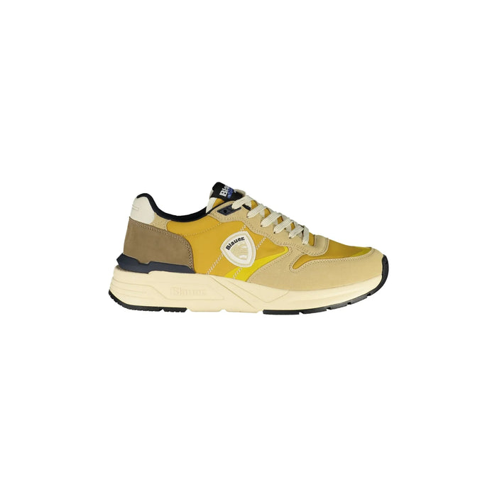 BLAUER Sneakers Uomo Beige con Dettagli Senape e Logo