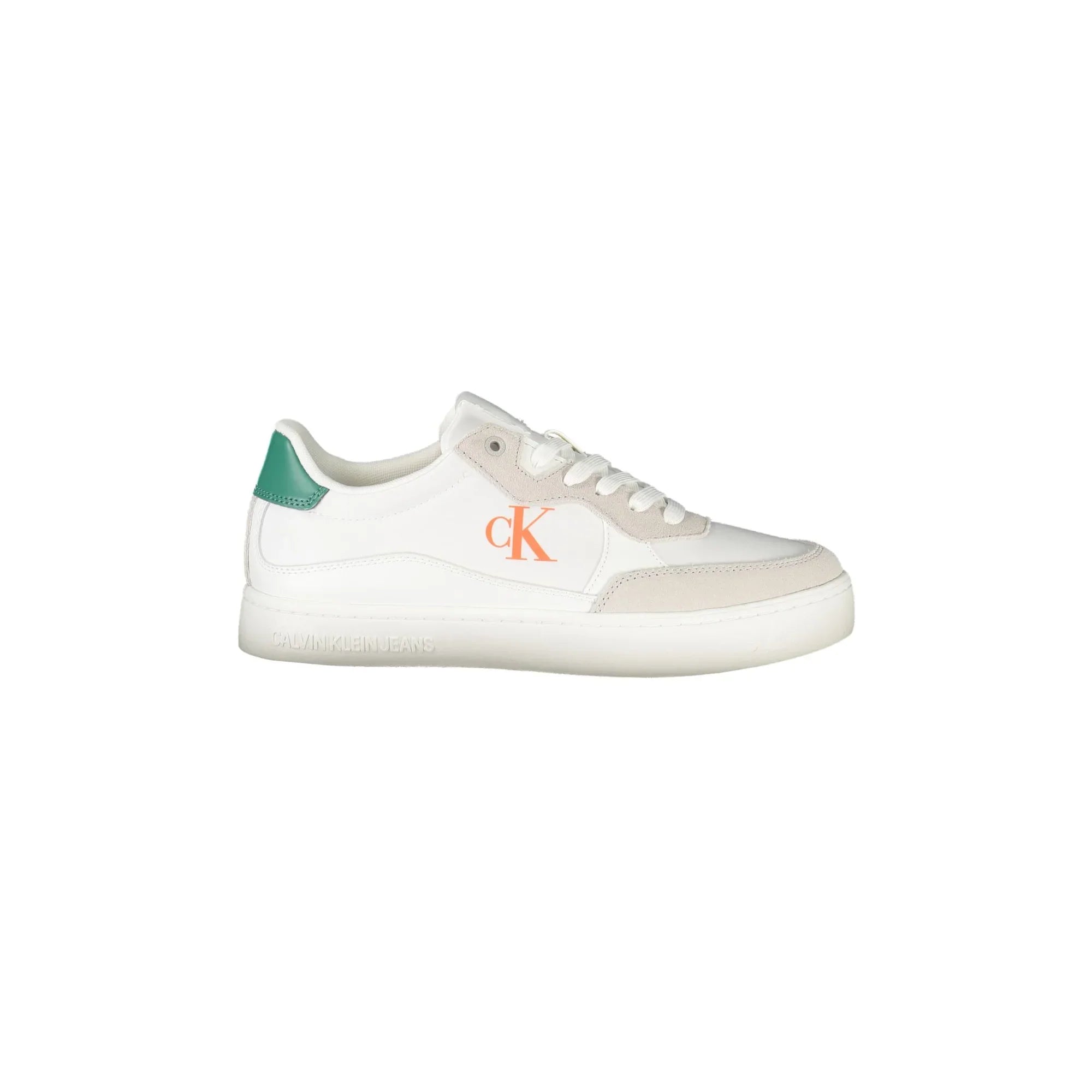 CALVIN KLEIN Men's White Lace-up Sneakers with Details