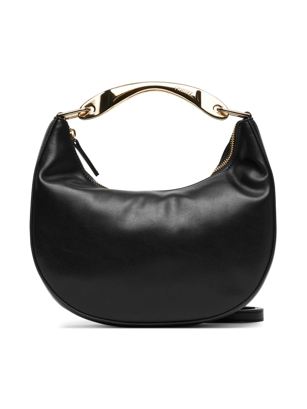 TWINSET Women's Black Hobo Shoulder Bag with Metal Handle and Shoulder Strap
