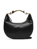 TWINSET Women's Black Hobo Shoulder Bag with Metal Handle and Shoulder Strap