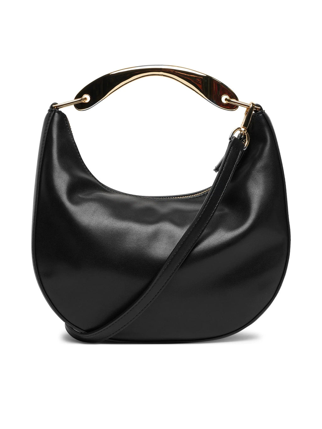TWINSET Women's Black Hobo Shoulder Bag with Metal Handle and Shoulder Strap