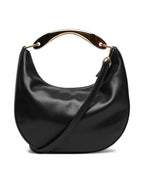 TWINSET Women's Black Hobo Shoulder Bag with Metal Handle and Shoulder Strap