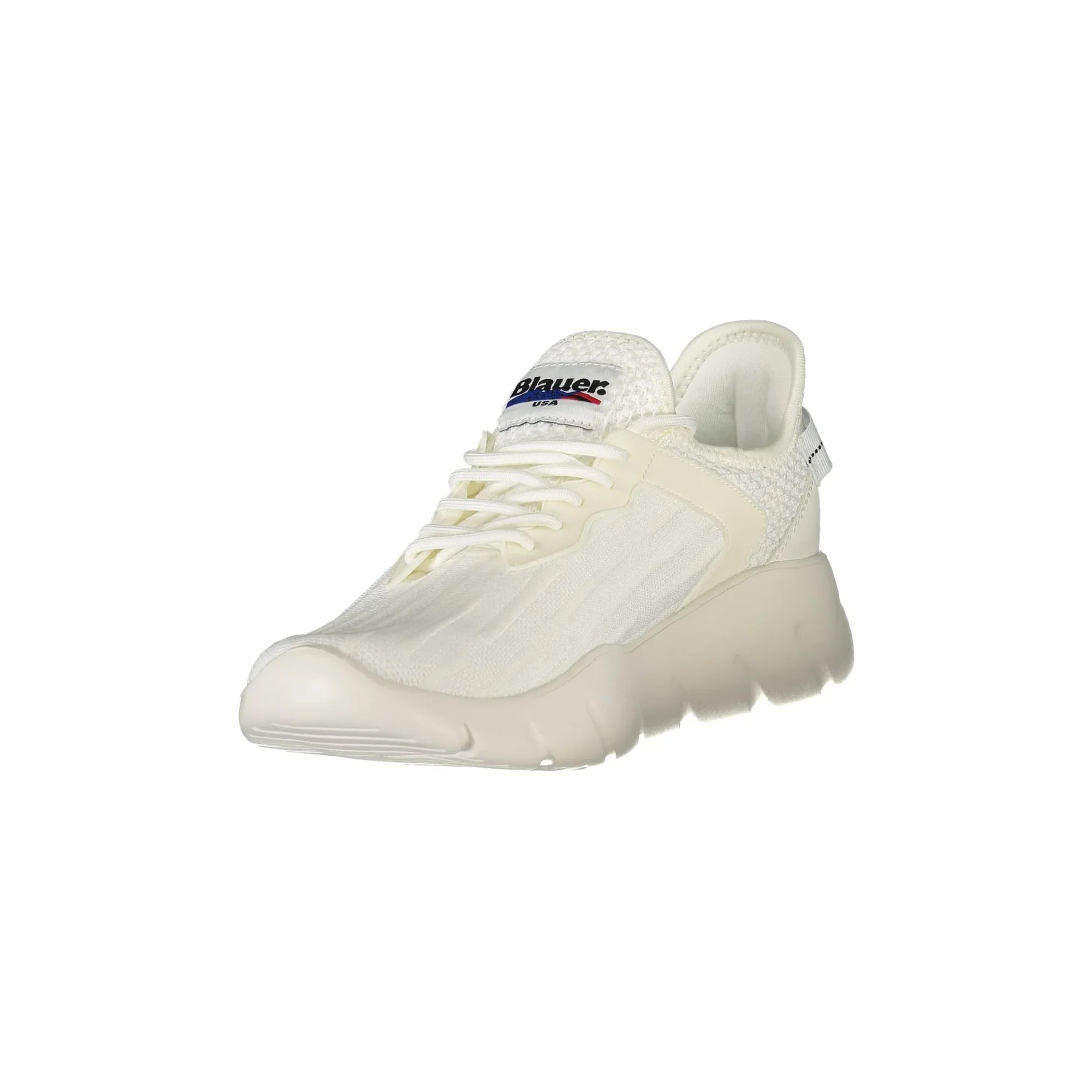 BLAUER Men's White Lace-up Sneakers with Contrast Details