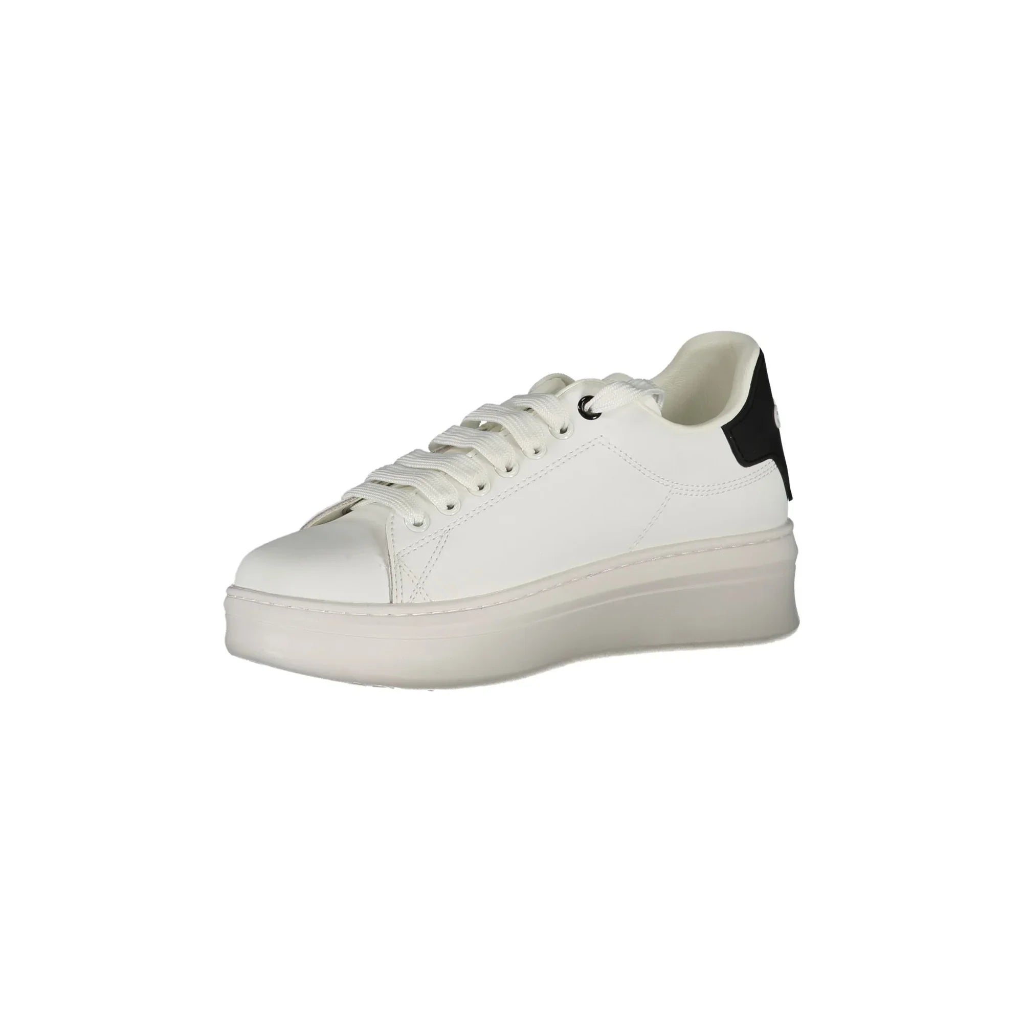 GAELLE PARIS Women's White Sneakers with Double Laces and Logo Print