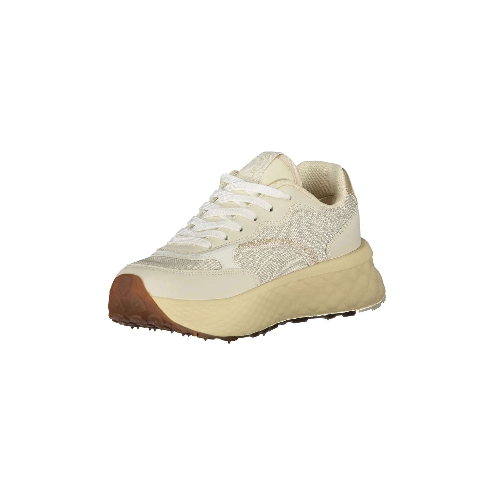 BLAUER Women's Beige Sneakers with Laces and Gold Details