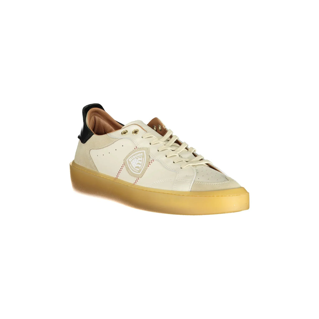 BLAUER Scarpe Sneakers Uomo Bianche con Dettagli a Contrasto e Applicazione