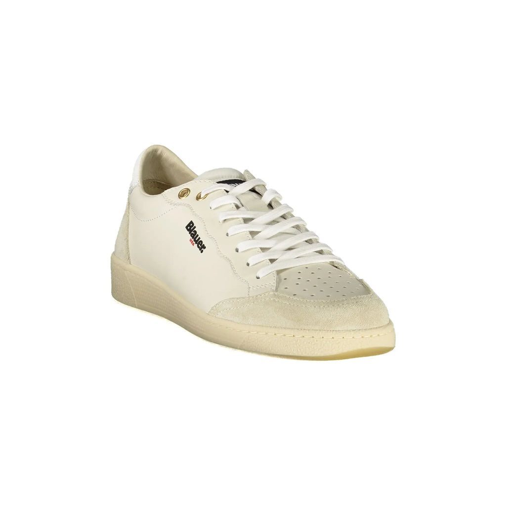 BLAUER Sneakers Uomo Bianche con Lacci e Dettagli a Contrasto