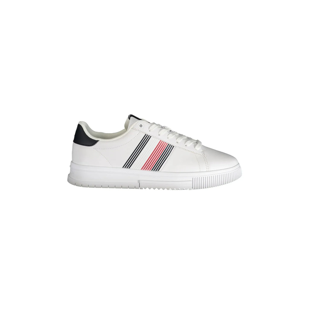 TOMMY HILFIGER Scarpe Sneakers Uomo Bianche con Dettagli a Contrasto