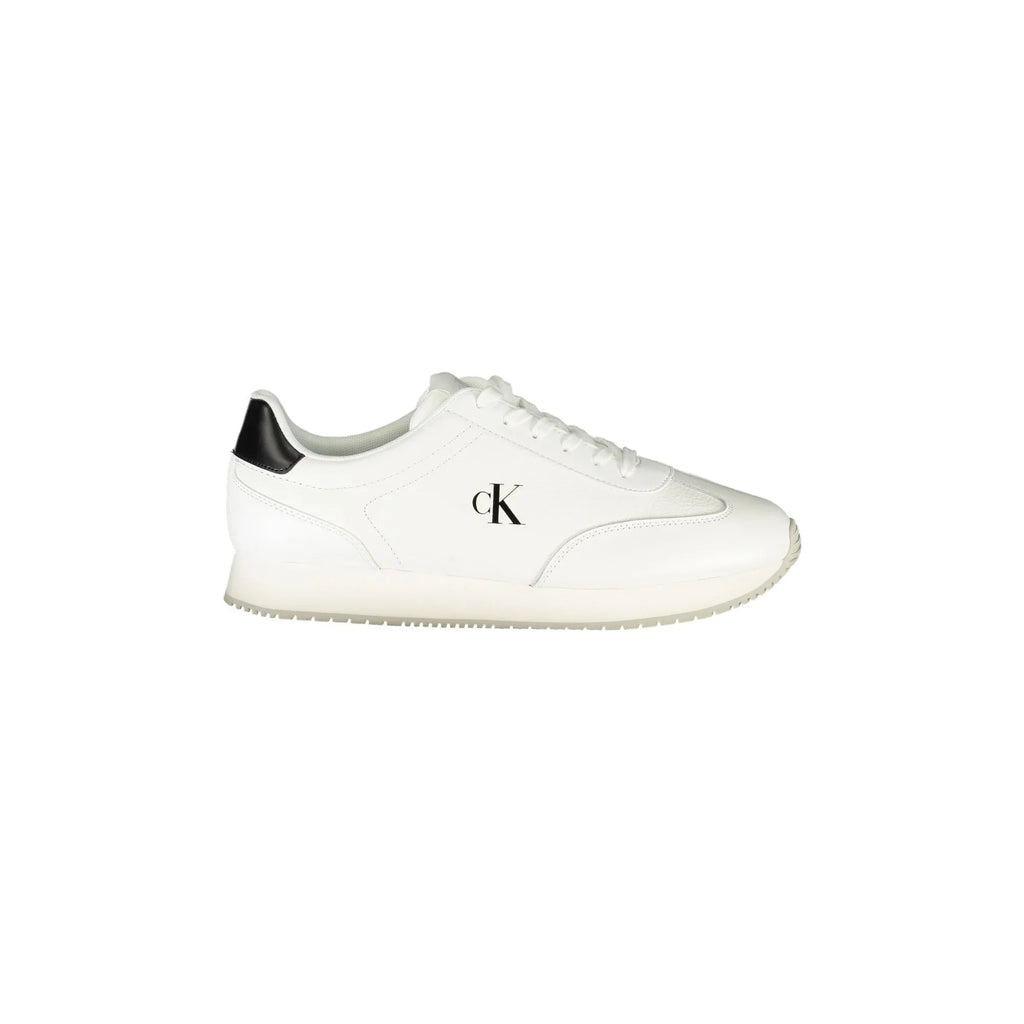 CALVIN KLEIN Sneakers Uomo Bianche con Dettagli Neri e Logo