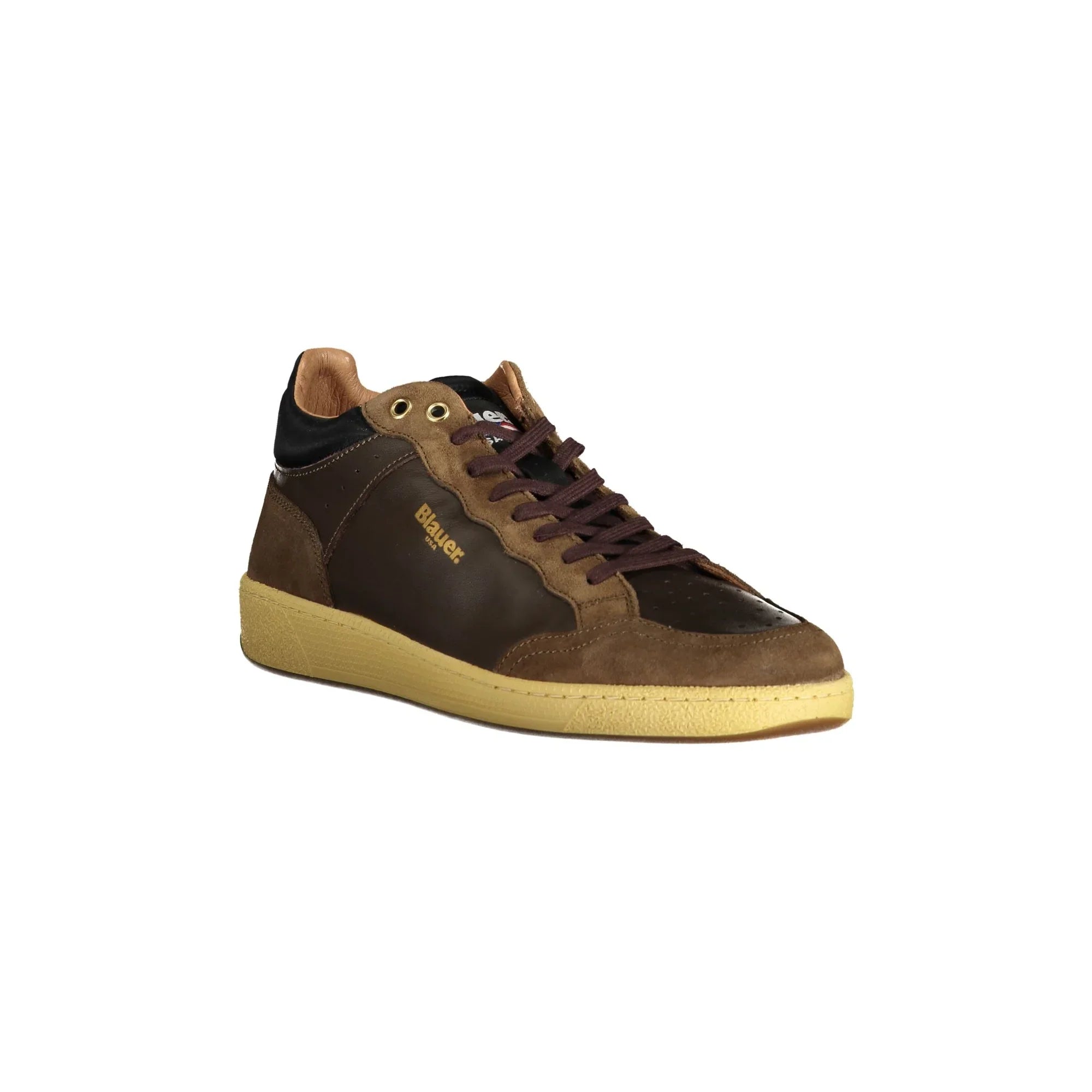 BLAUER Men's Brown Sneakers with Contrast Details