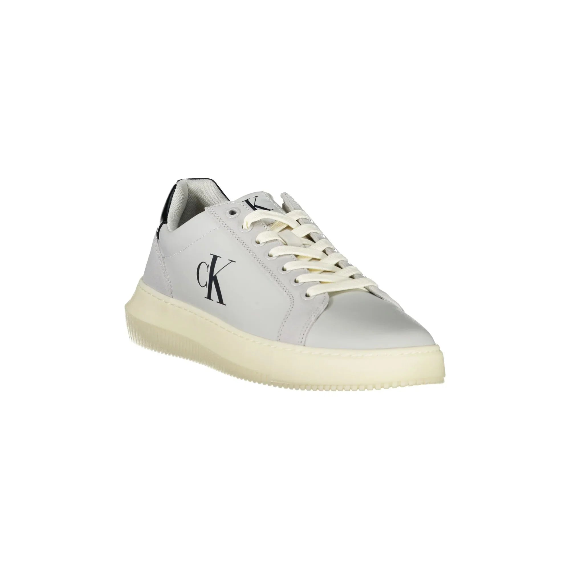 CALVIN KLEIN Men's Gray Sneakers with Contrast Details and Removable Footbed