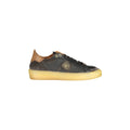 BLAUER Men's Black Leather Sport Shoes with Contrast Details