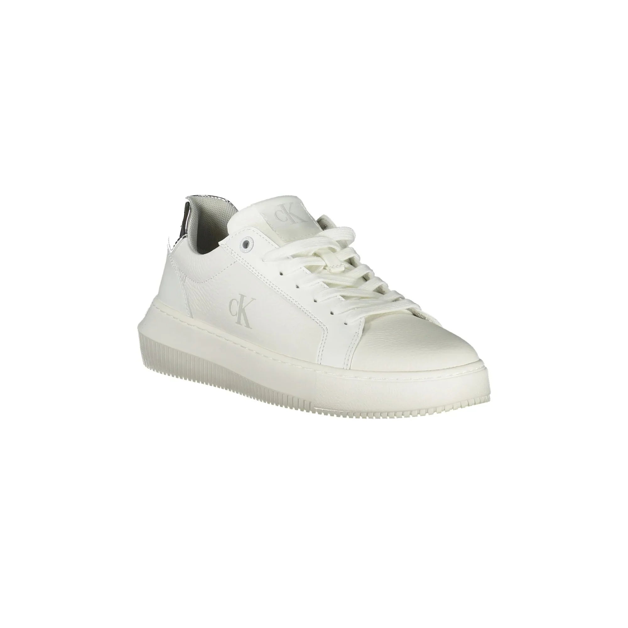 CALVIN KLEIN Women's White Sneakers with Silver Details