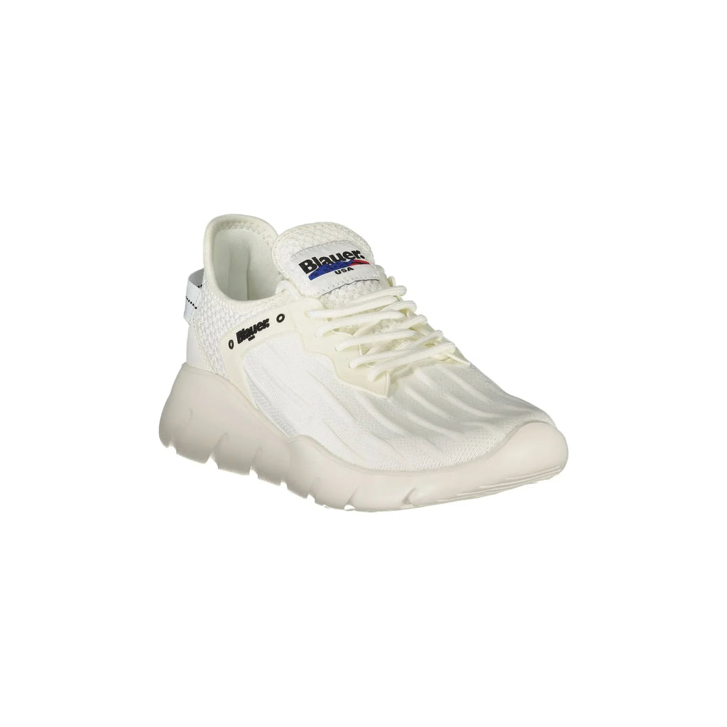 BLAUER Sneakers Uomo Bianche con Lacci e Dettagli a Contrasto