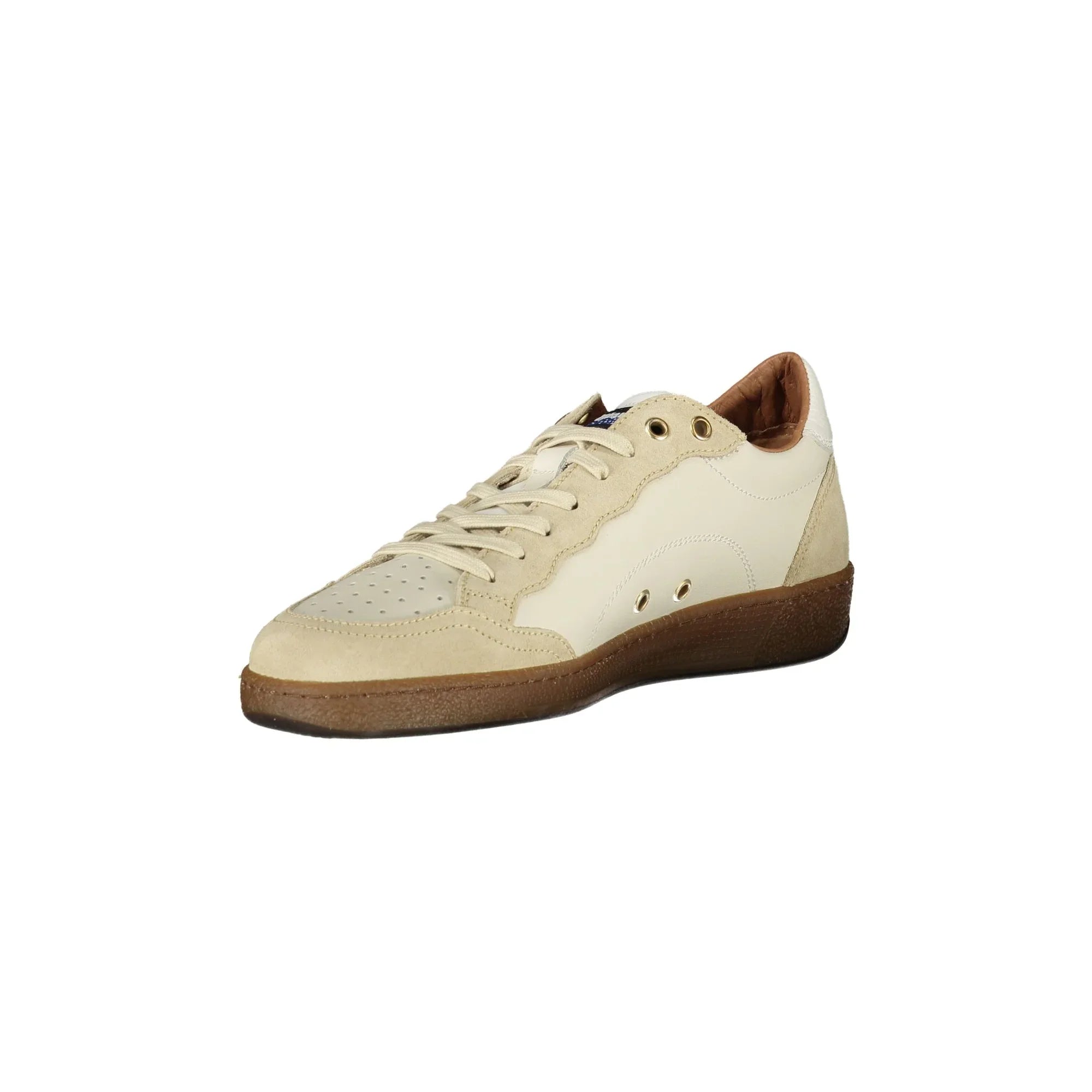BLAUER Men's White Lace-up Sneakers with Contrast Details