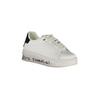 GAELLE PARIS Women's White Sneakers with Double Laces and Logo Print