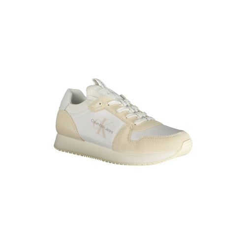 CALVIN KLEIN Men's White Sneakers with Contrast Details and Logo