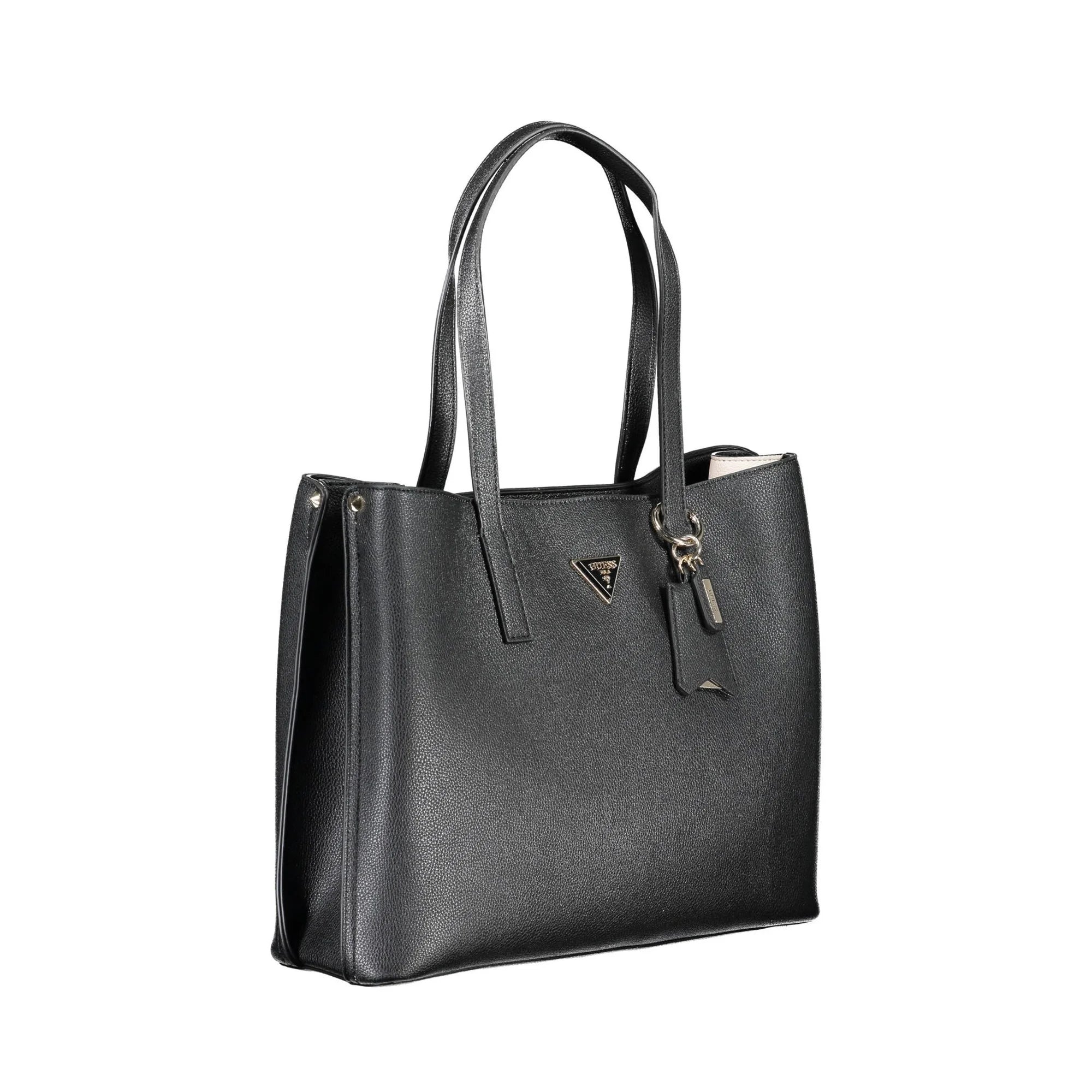 GUESS JEANS Women's Black Meridian Shoulder Bag with External Pockets and Zip