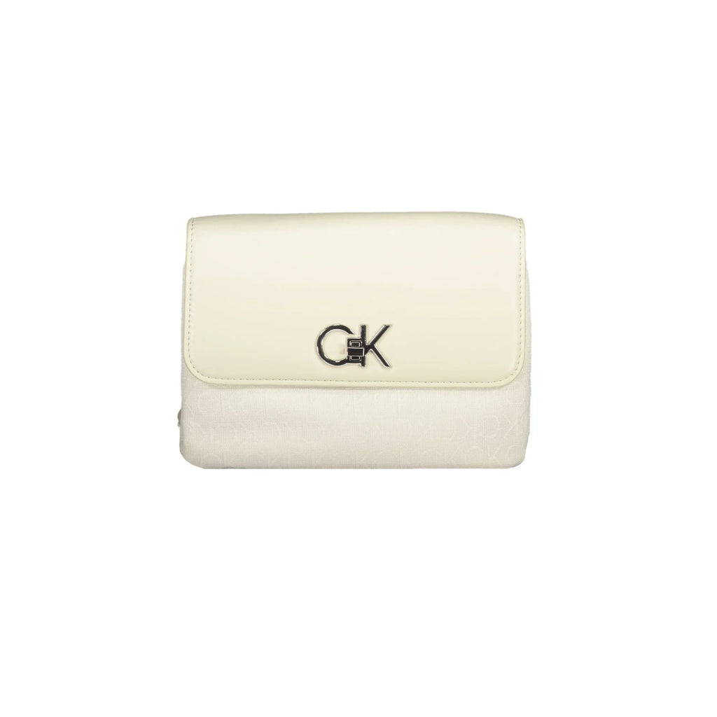 Calvin Klein Women's Beige Bag with Chain Handle and Removable Shoulder Strap