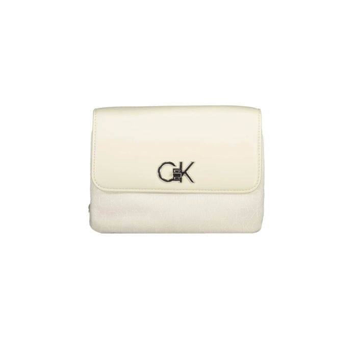 Calvin Klein Women's Beige Bag with Chain Handle and Removable Shoulder Strap