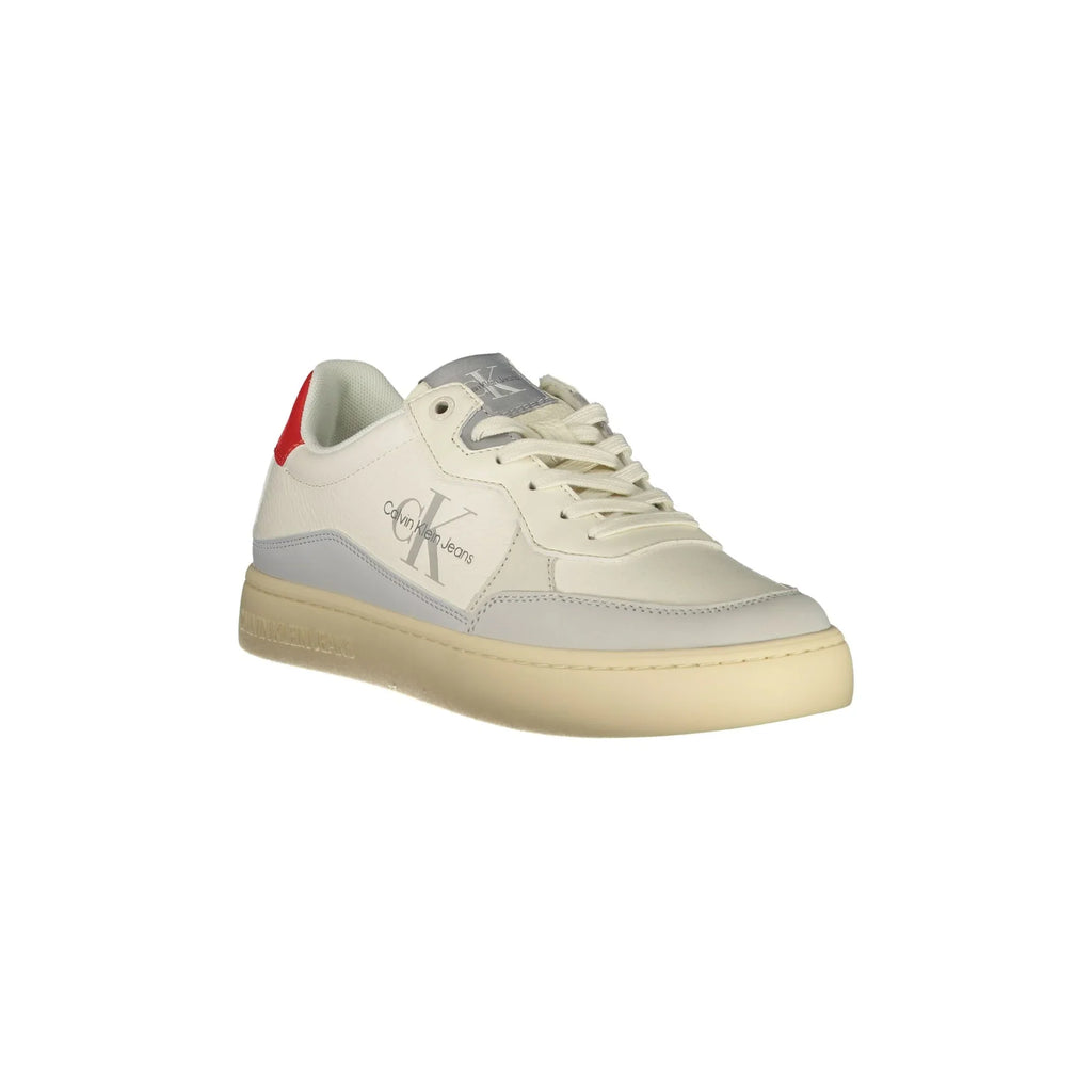 CALVIN KLEIN Men's White Lace-up Sneakers with Logo