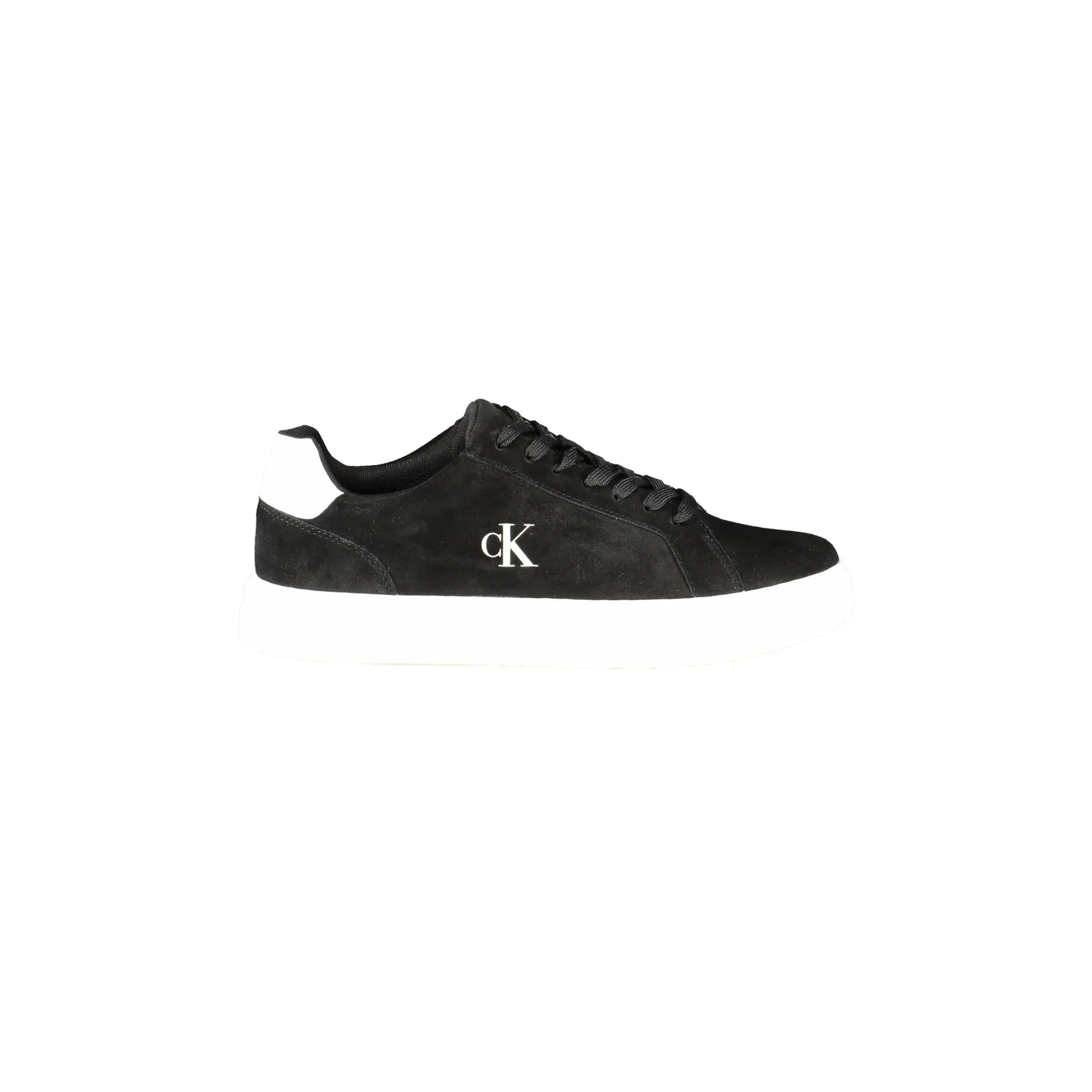 CALVIN KLEIN Men's Black Lace-Up Sneakers with White Details