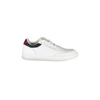 TOMMY HILFIGER Scarpe Sneakers Uomo Bianche in Pelle con Dettagli a Contrasto