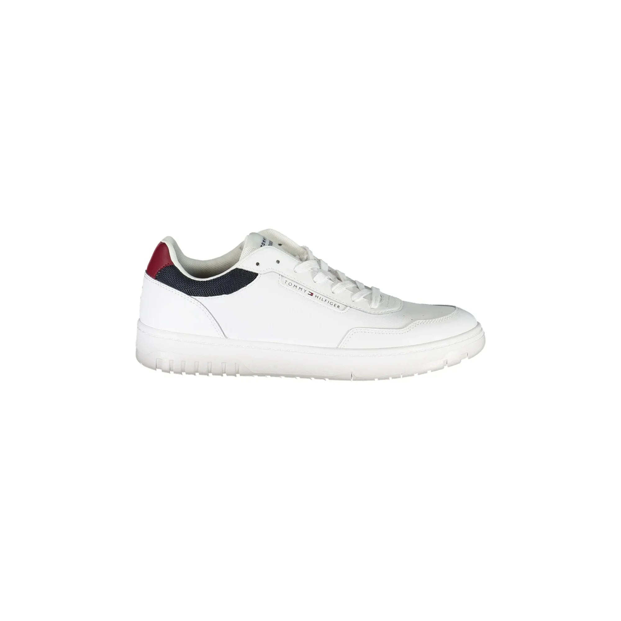 TOMMY HILFIGER Men's White Leather Sneakers with Contrast Details