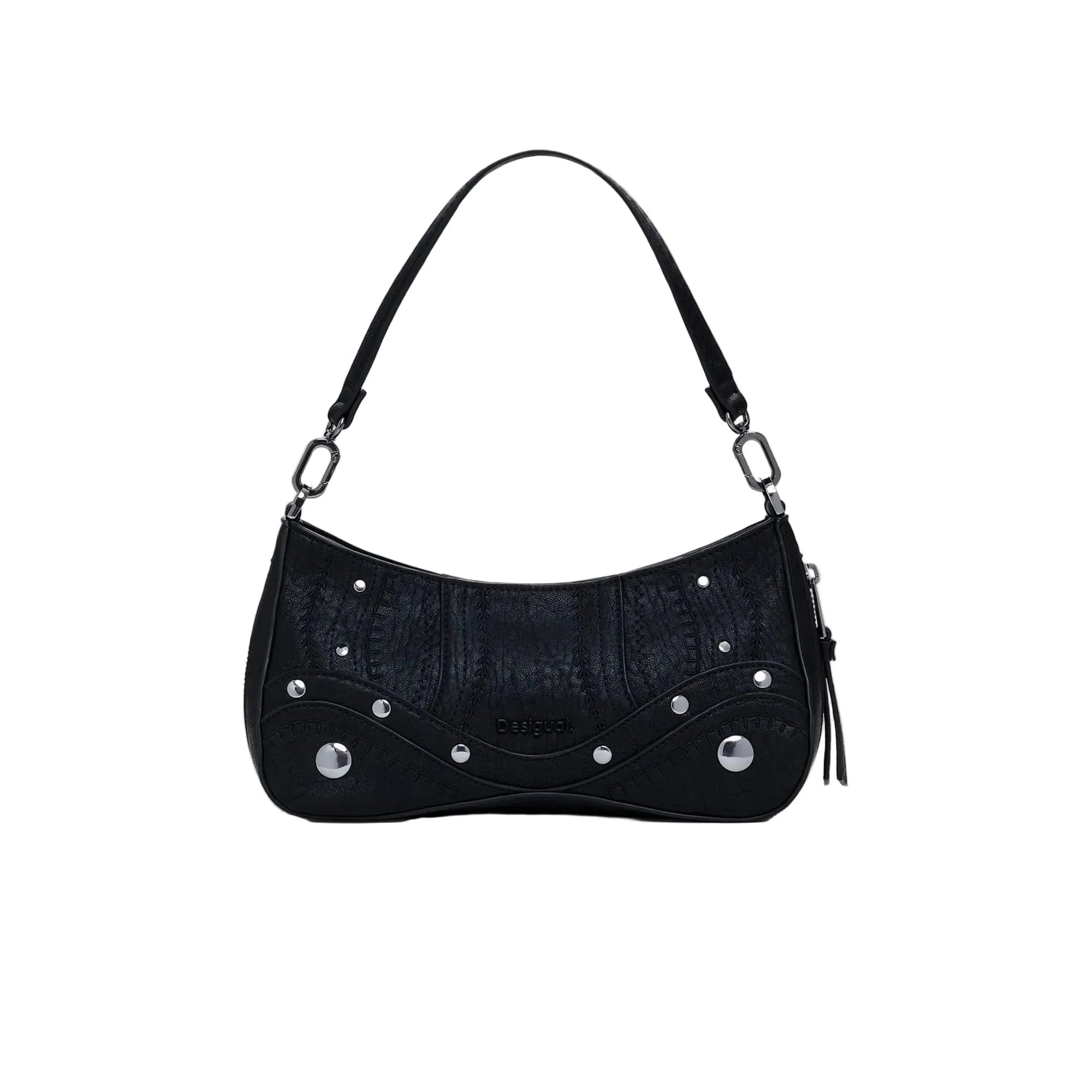 DESIGUAL Women's Black Embroidered Patch Alsacia Shoulder Bag