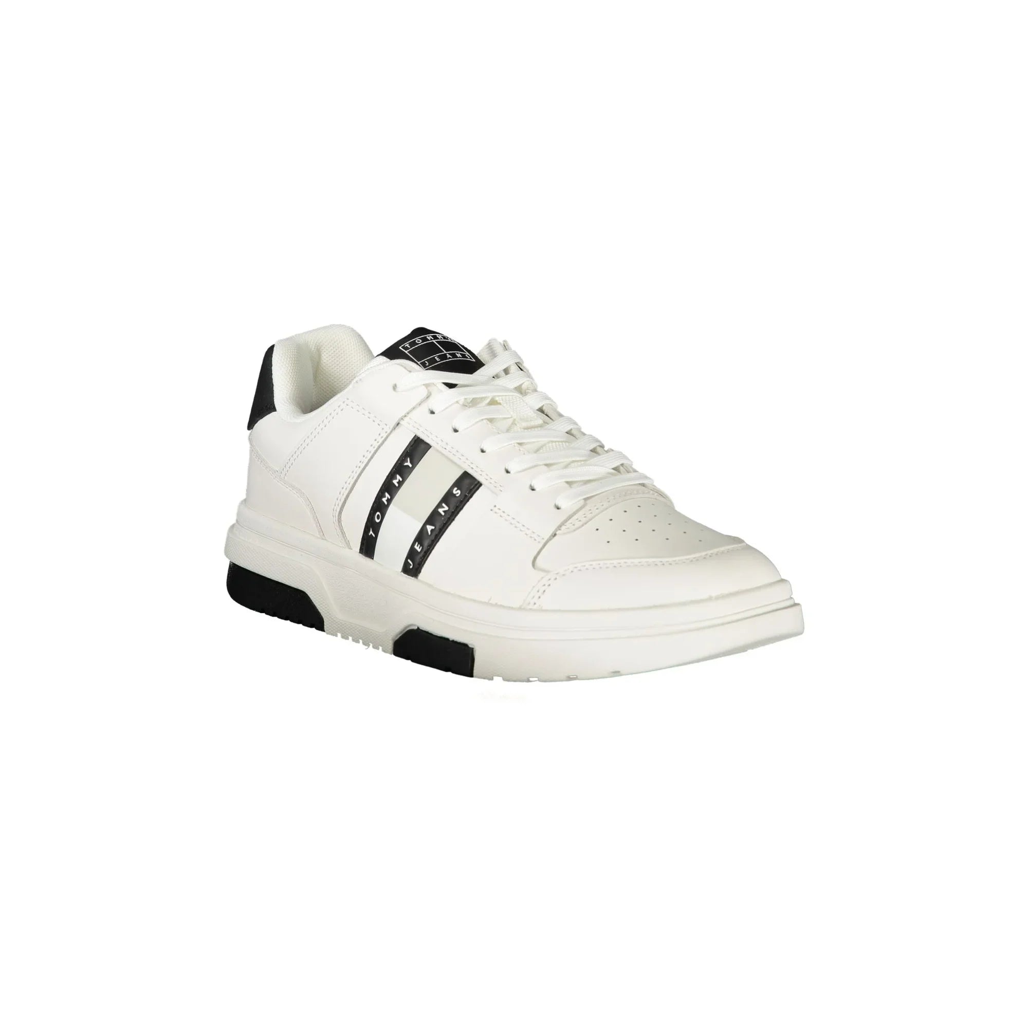 TOMMY HILFIGER Men's White Athletic Shoe with Black Details