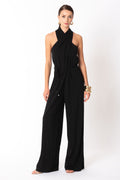 Crossover neckline jumpsuit