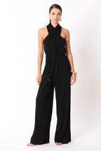 Crossover neckline jumpsuit
