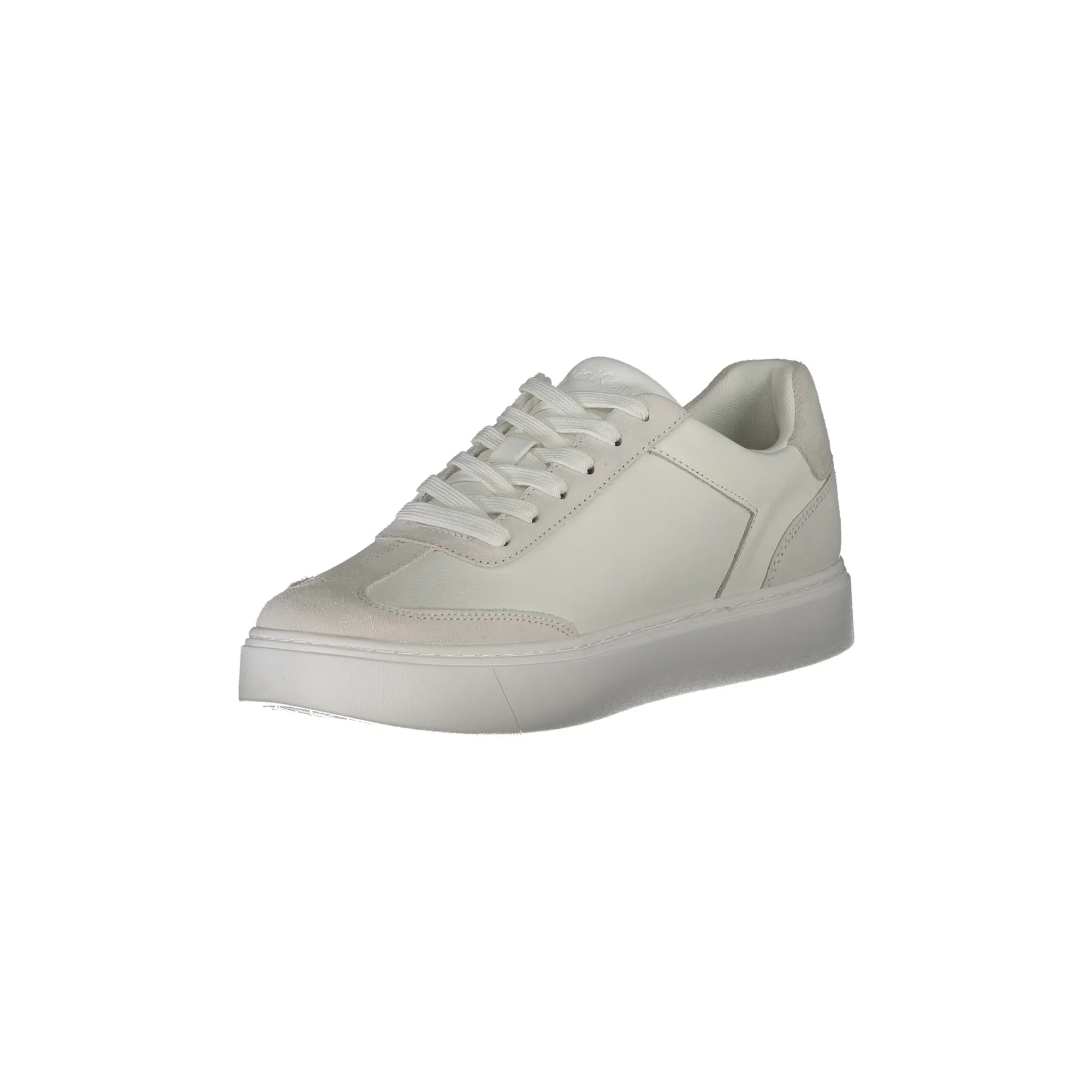 CALVIN KLEIN Men's White Lace-up Sneakers with White Details