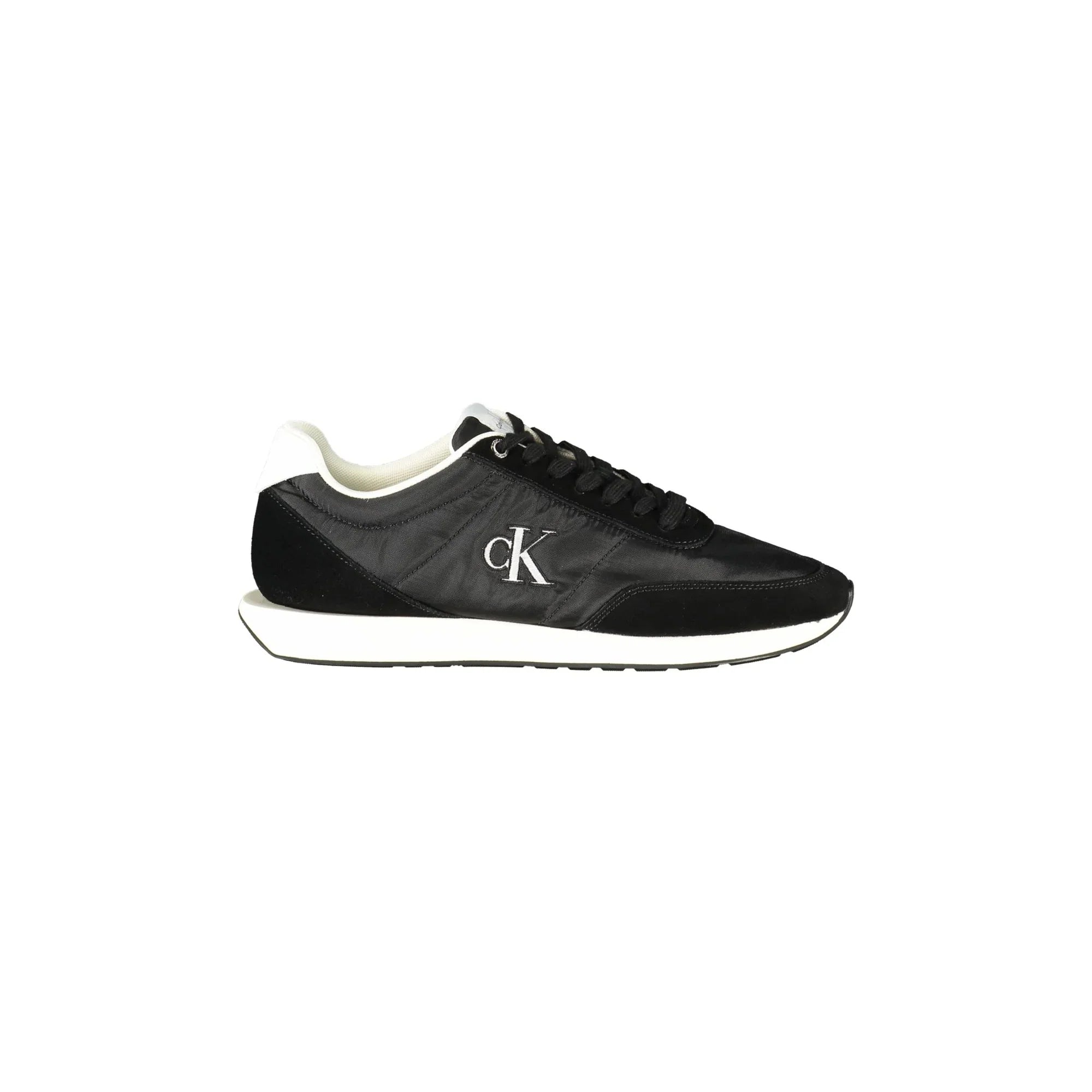 CALVIN KLEIN Men's Black Lace-Up Sneakers with White Details
