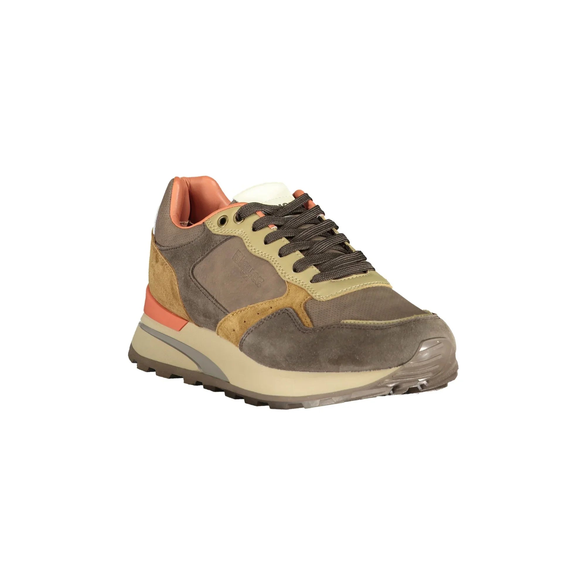 BLAUER Men's Brown Sneakers with Removable Footbed and Logo