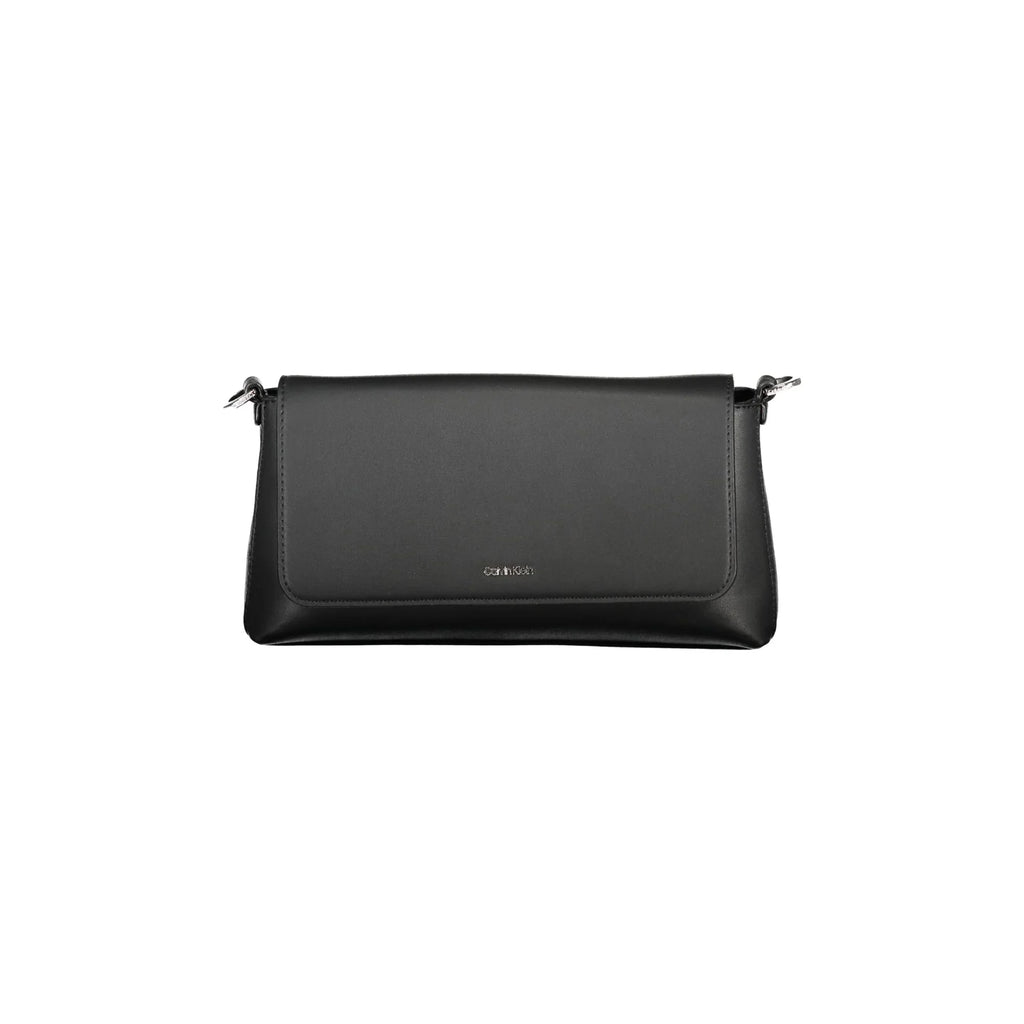 Calvin Klein Women's Black Handle Bag with Shoulder Strap, Internal Pockets, and Automatic Closure