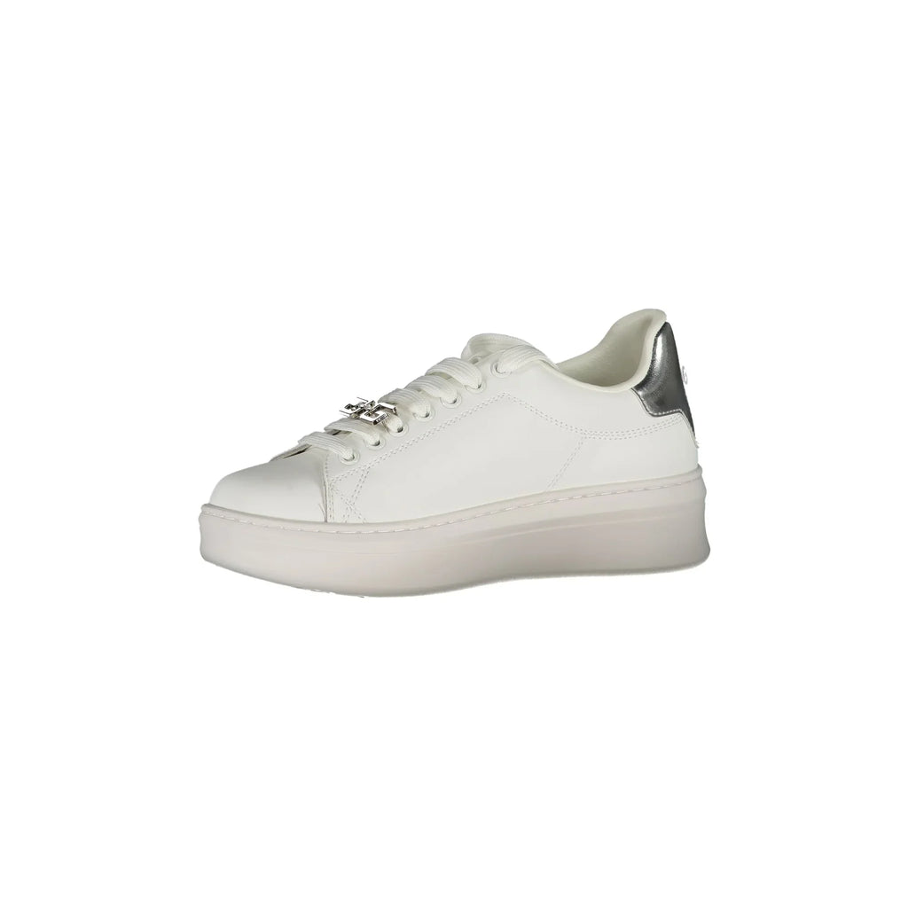 GAELLE PARIS Women's White Sneakers with Double Logo Lace and Logo