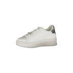 GAELLE PARIS Women's White Sneakers with Double Logo Lace and Logo