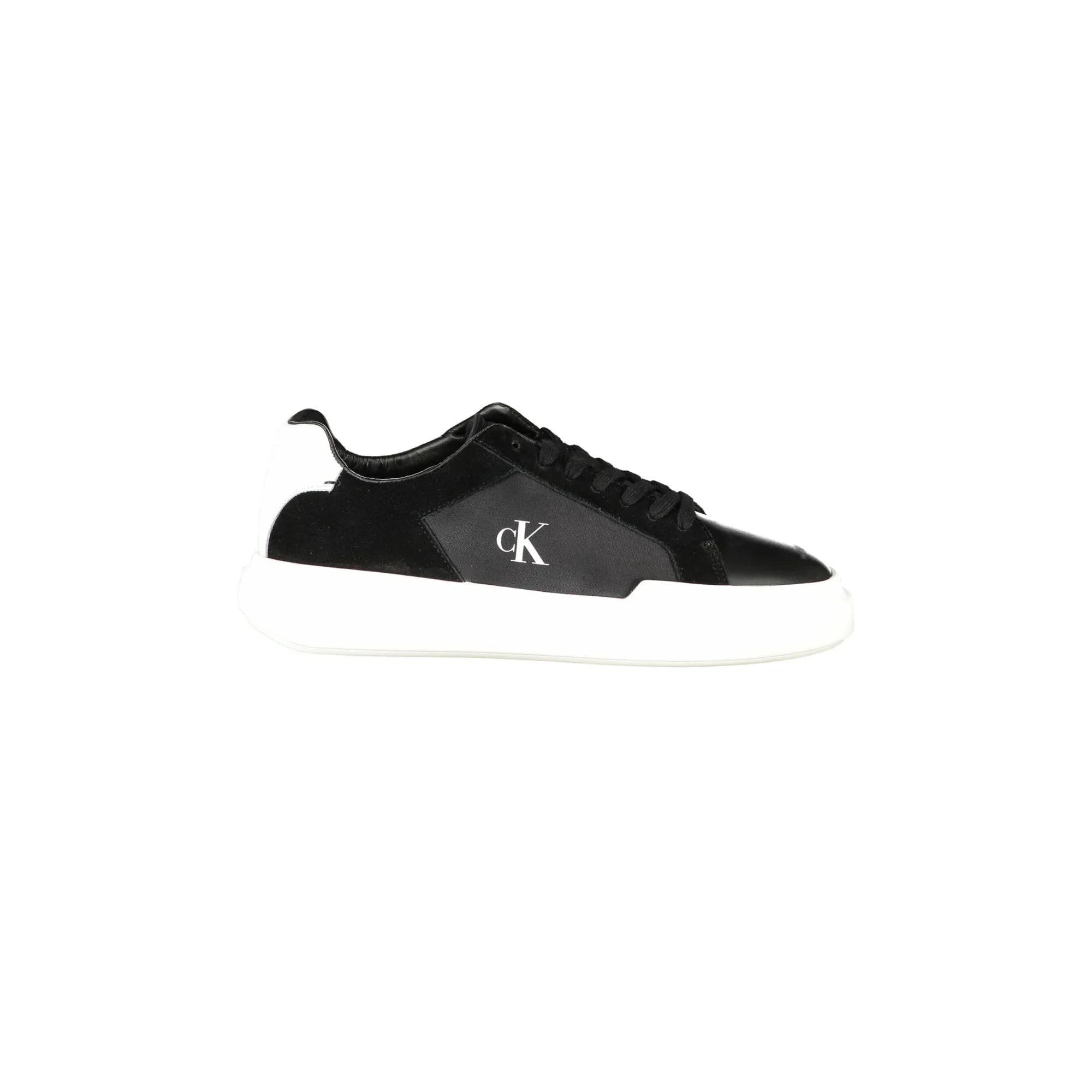 CALVIN KLEIN Men's Black Lace-up Sneakers with White Details