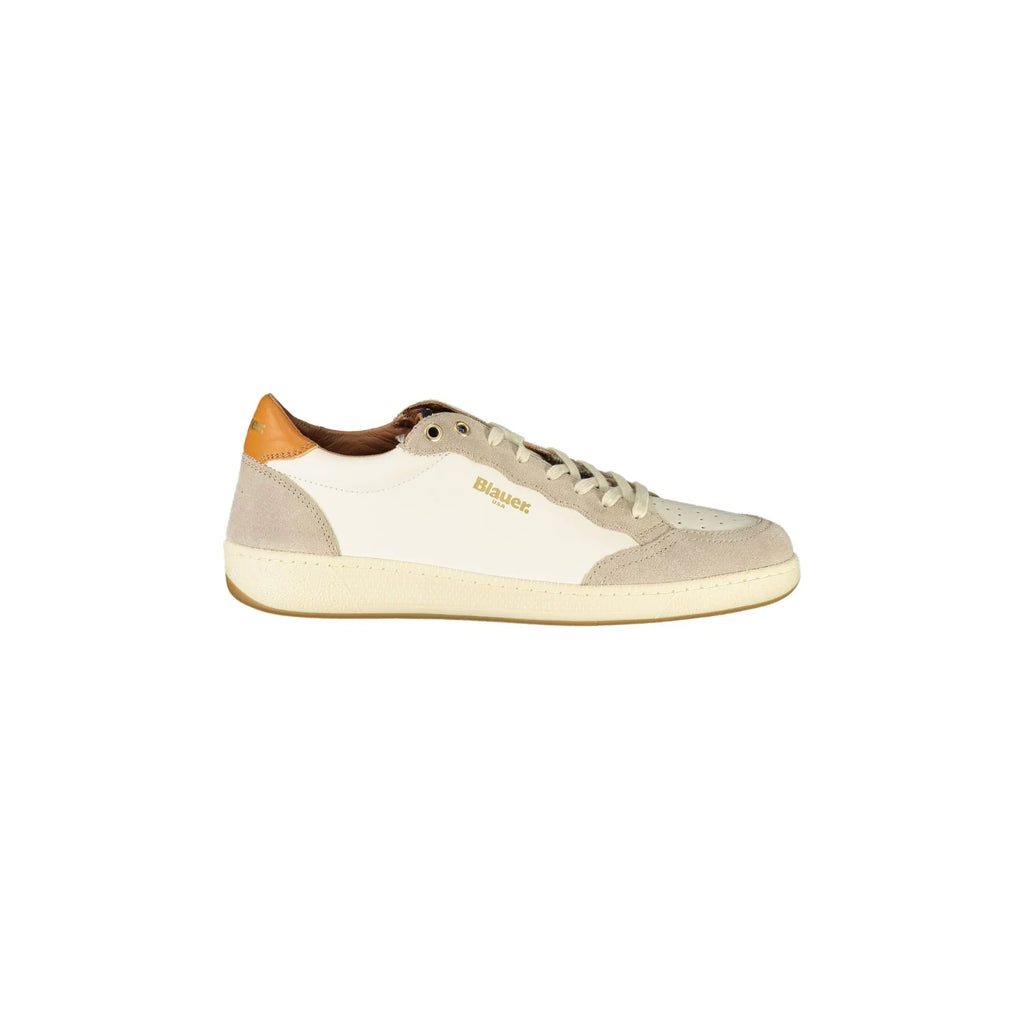 BLAUER Sneakers Uomo Bianche con Lacci e Dettagli a Contrasto