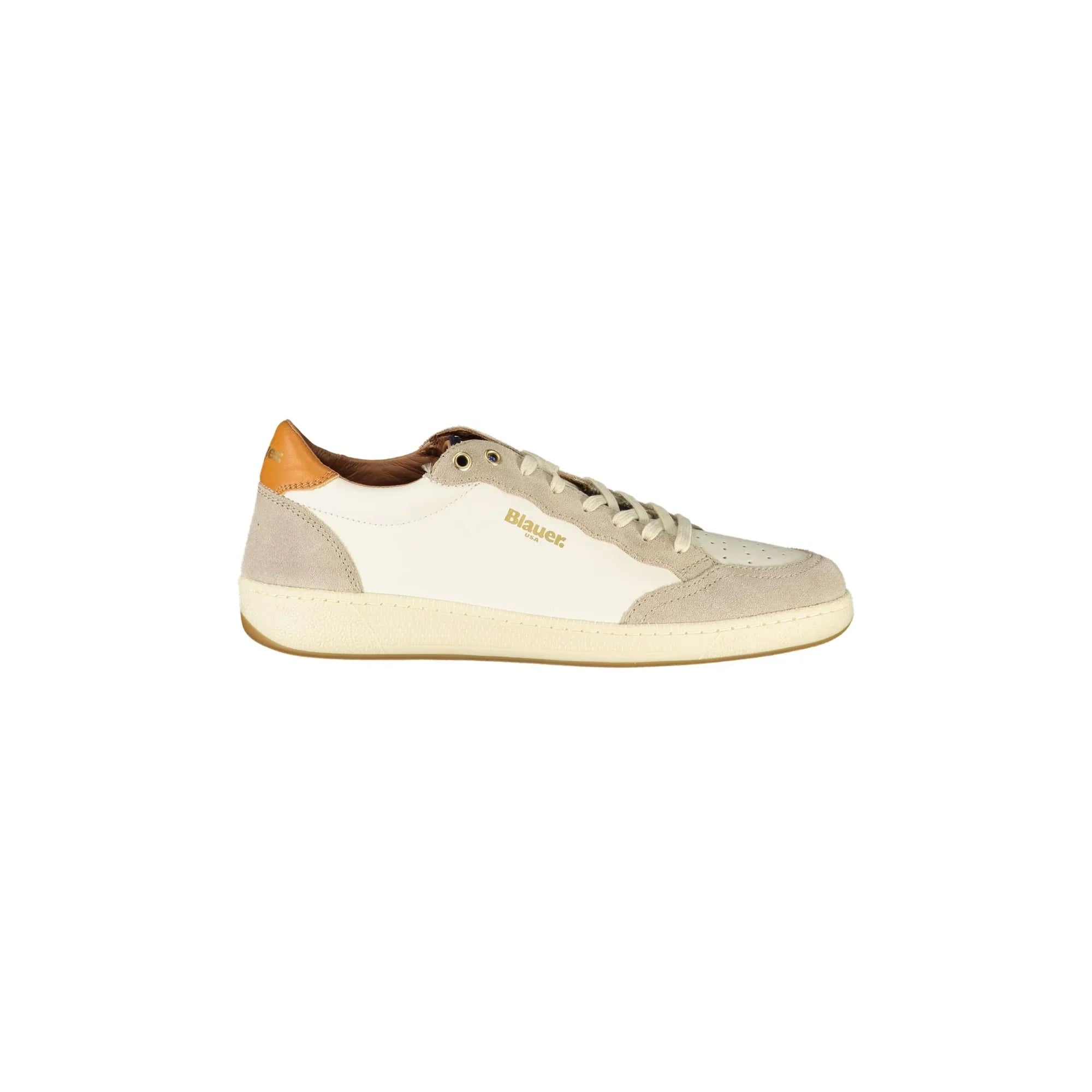 BLAUER Men's White Lace-up Sneakers with Contrast Details