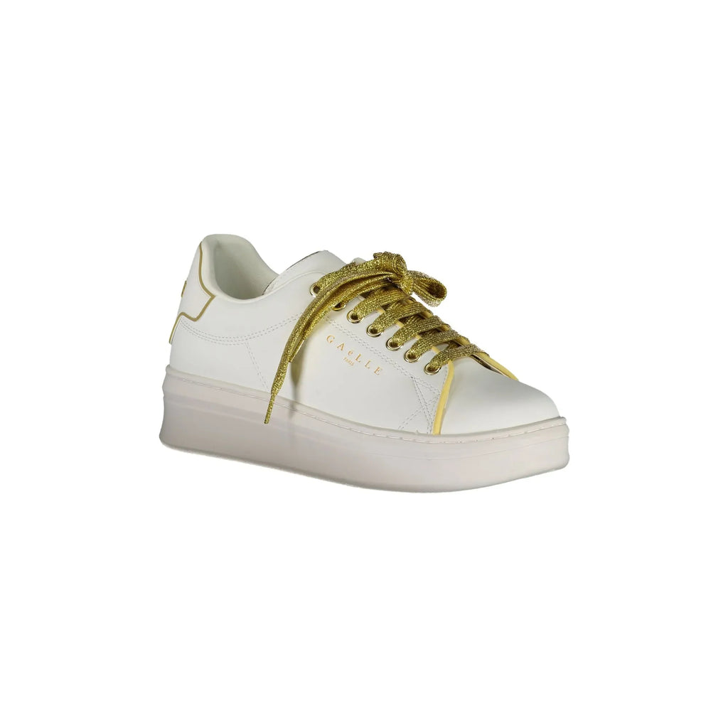 GAELLE PARIS Women's White Sneakers with Double Logo Laces