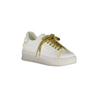 GAELLE PARIS Women's White Sneakers with Double Logo Laces