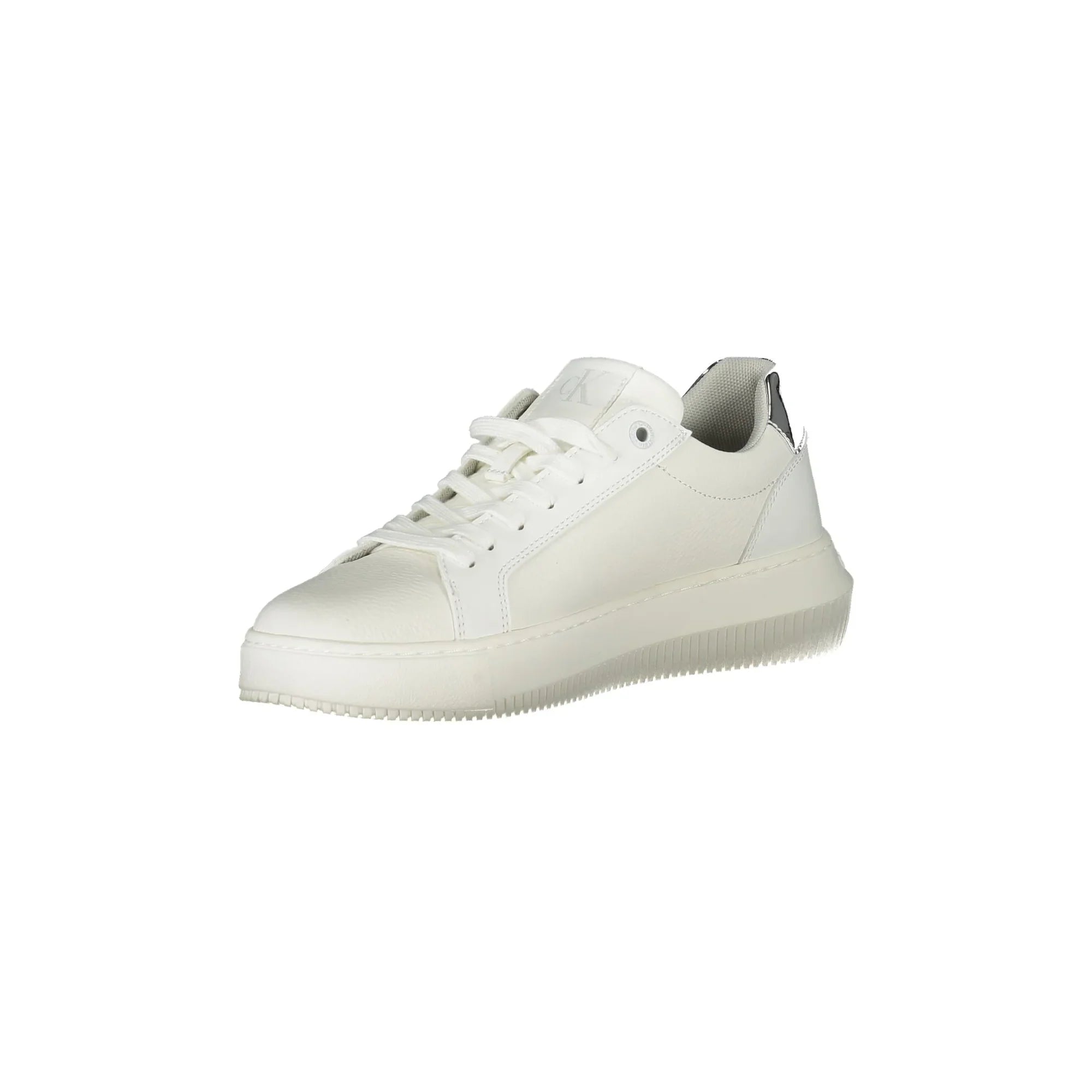 CALVIN KLEIN Women's White Sneakers with Silver Details