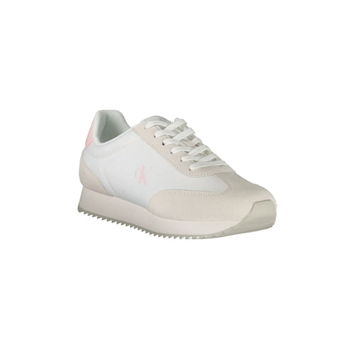 CALVIN KLEIN Women's White Sneakers with Pink Details and Logo