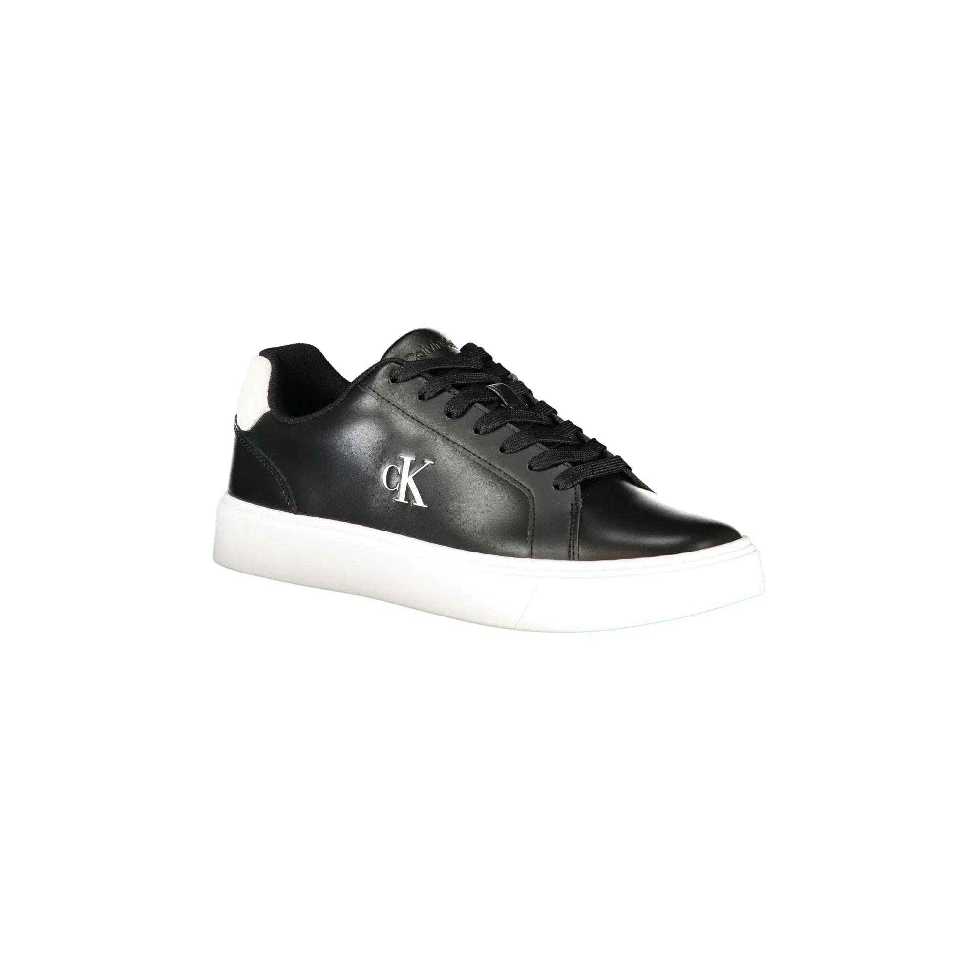 CALVIN KLEIN Men's Black Lace-up Sneakers with White Details