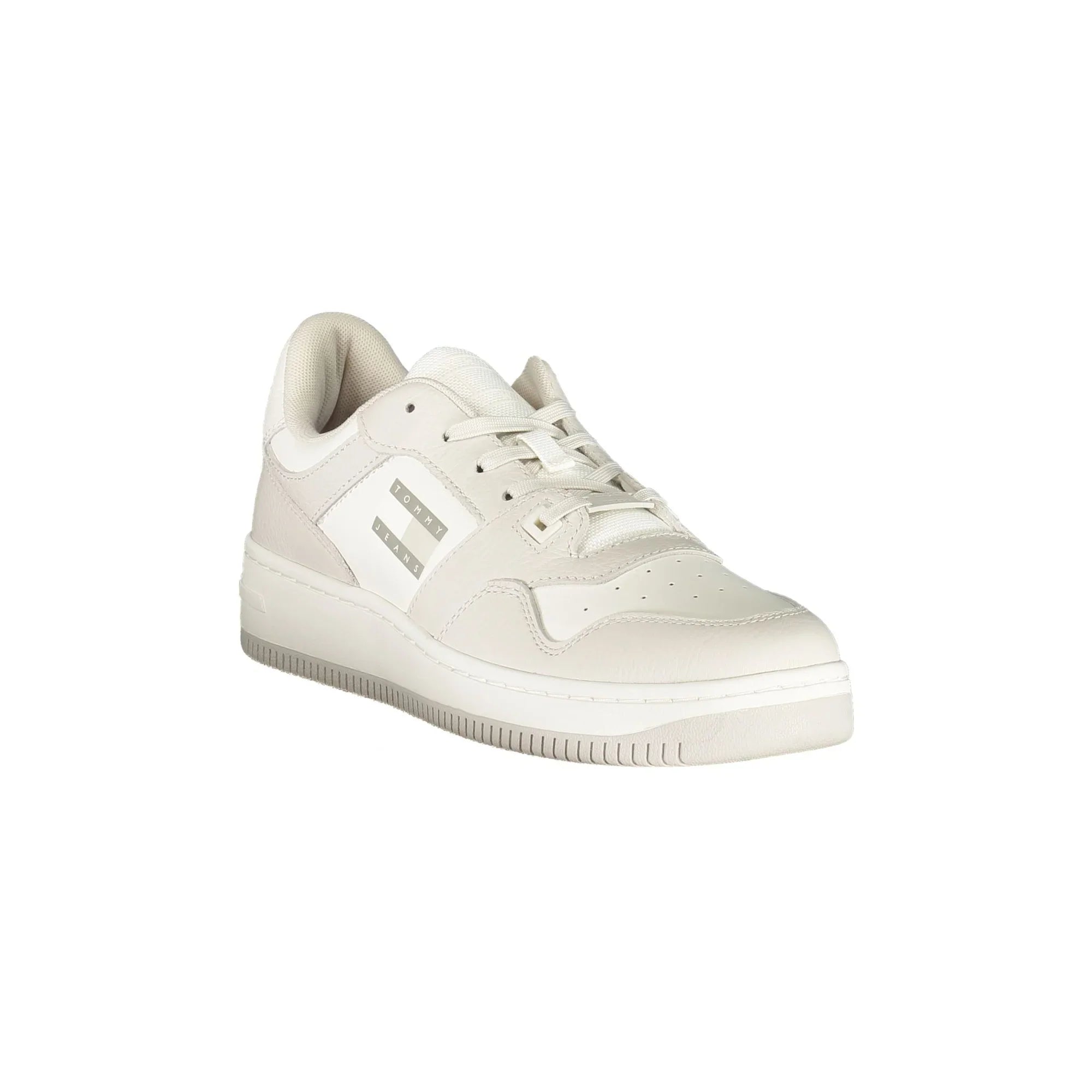 TOMMY HILFIGER Men's White Athletic Shoe with Light Gray Details