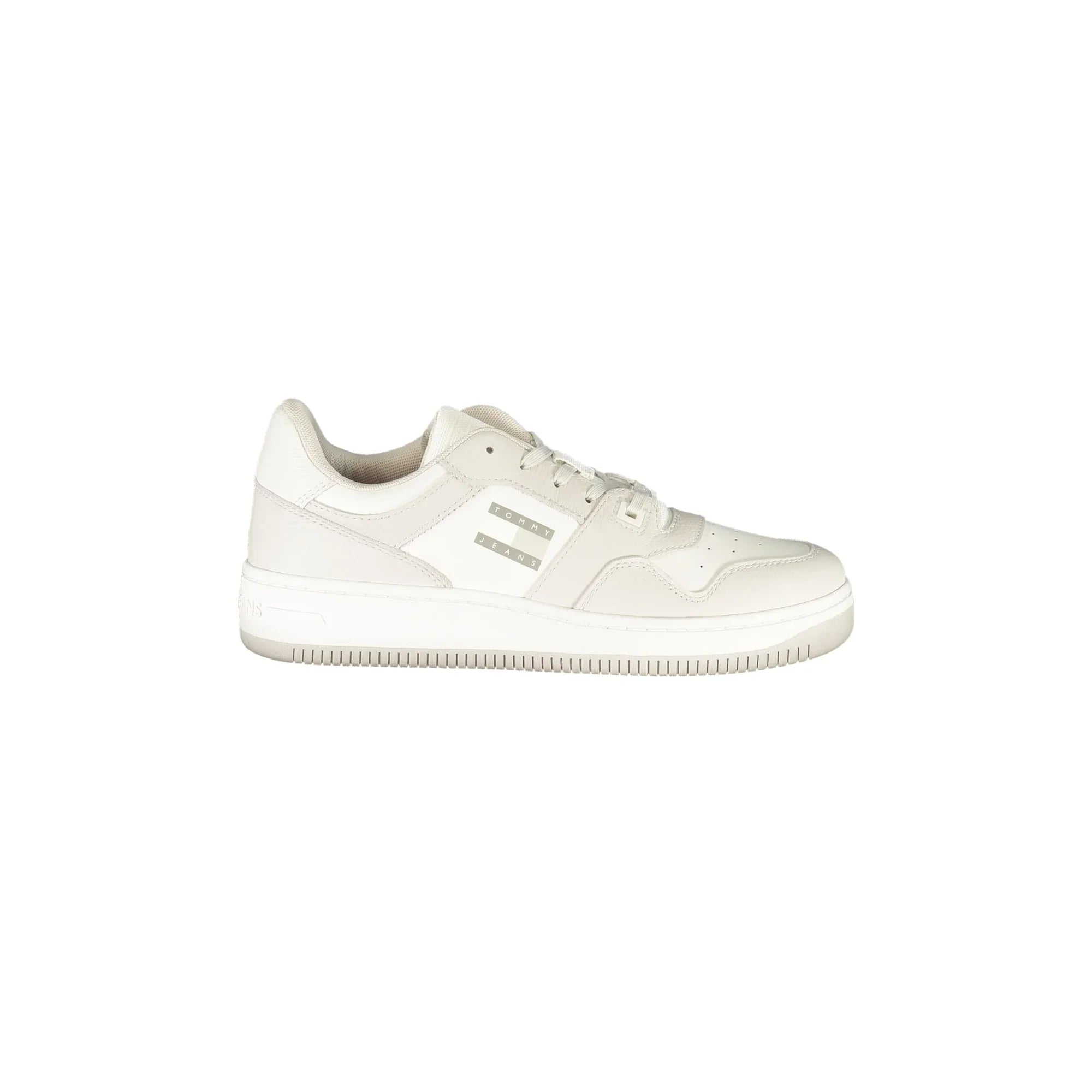 TOMMY HILFIGER Men's White Athletic Shoe with Light Gray Details