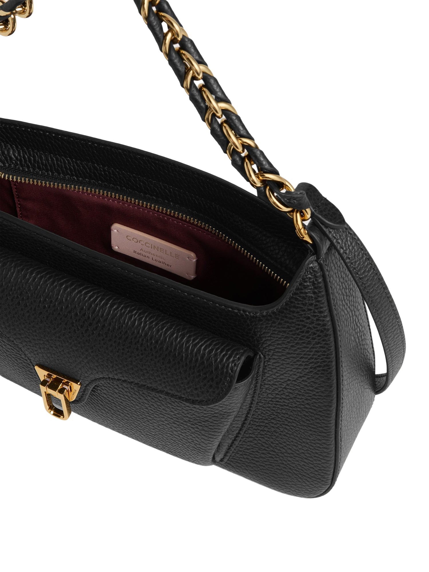 COCCINELLE Women's Black Shoulder Bag, Genuine Leather, Beat Generation